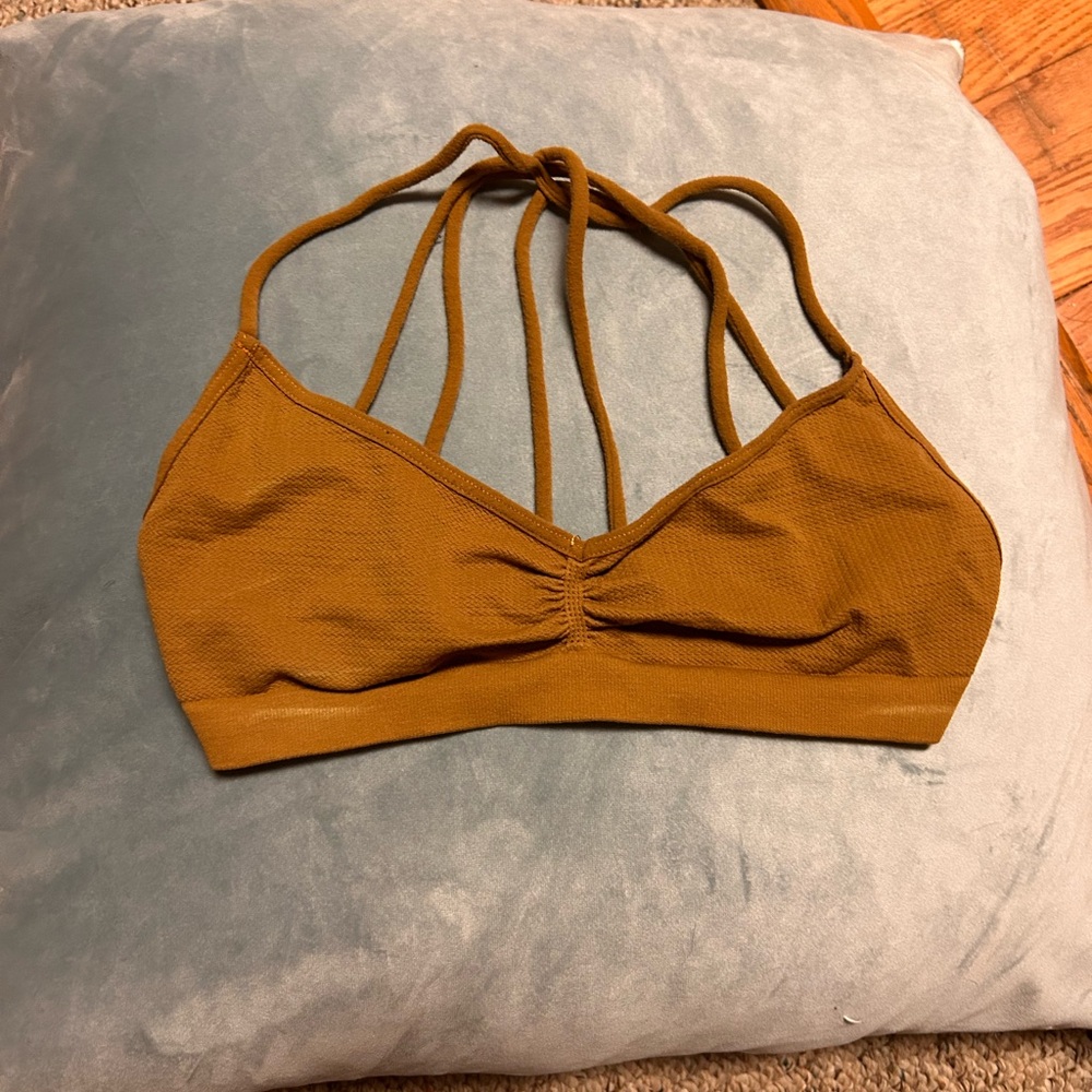 Intimately by Free People Ribbed Strappy Wireless Bralette in brown, sz XS/S